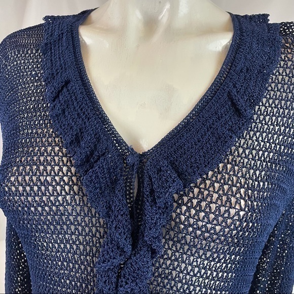 NEW Ralph Lauren Open Knit Button Hand Knit Rayon Cardigan Size Large - Picture 2 of 12